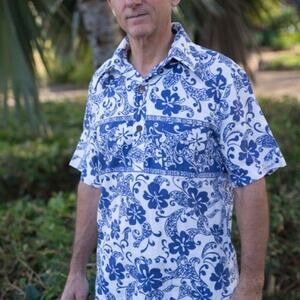 Vintage Mens Barkcloth Aloha shirt Size M